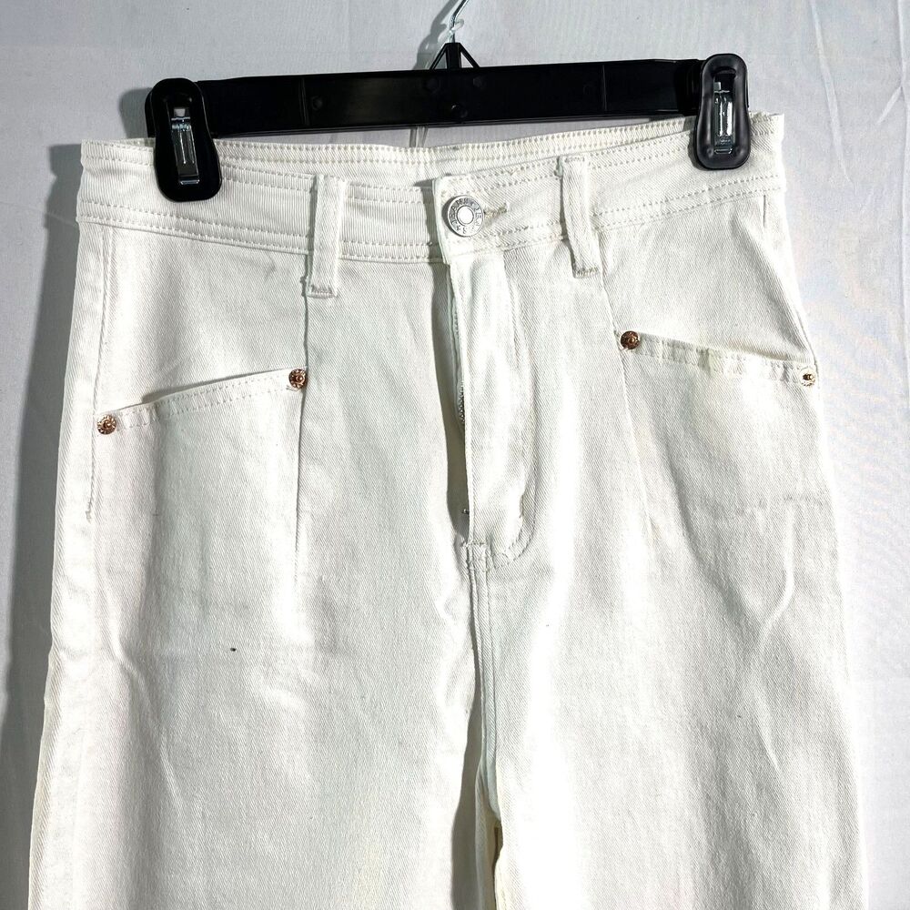 White High Waist High Rise Jeans Straight Baggy Wide Leg 90's Retro Jeans 30 - Picture 2 of 8